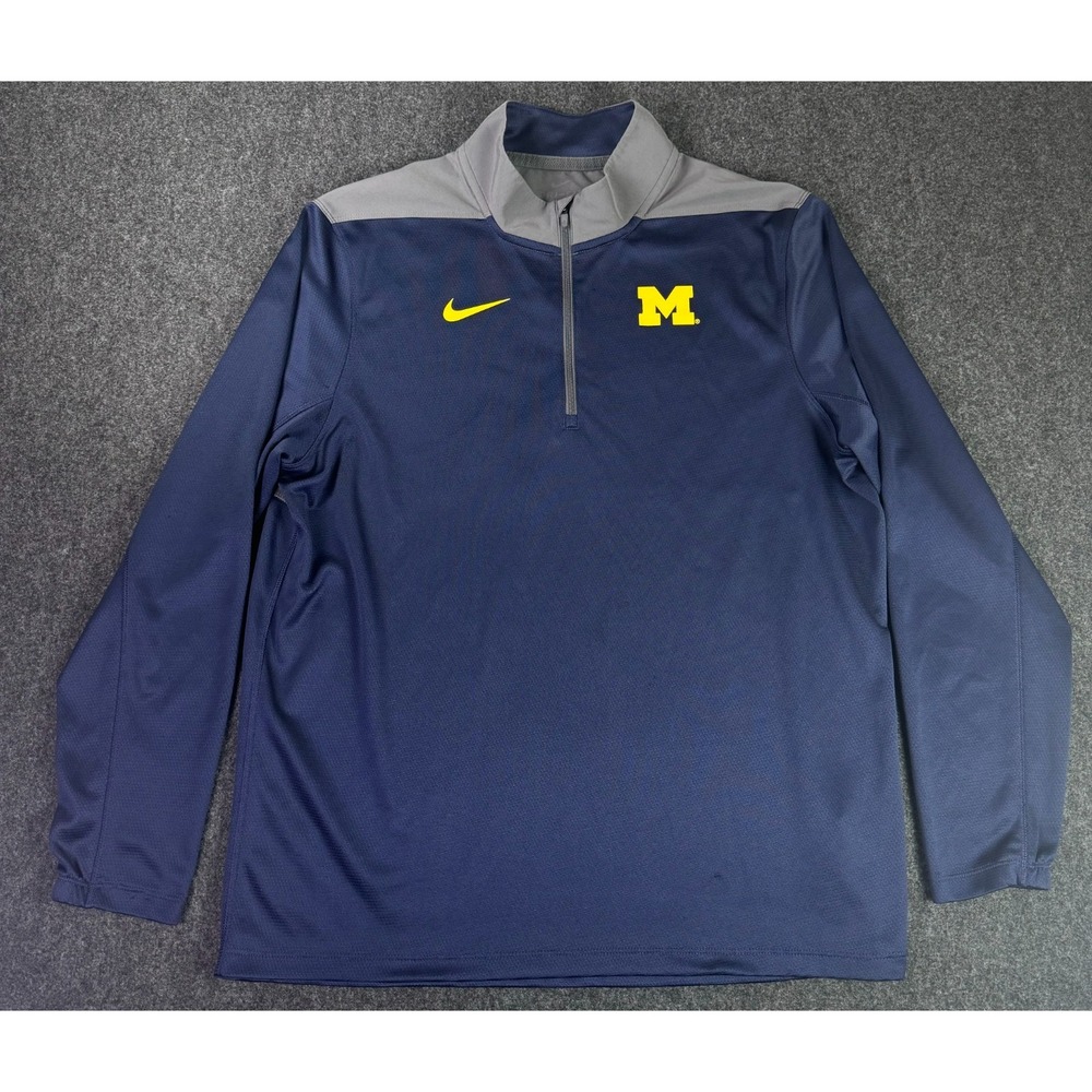 University Of Michigan Sweatshirt Mens Large Nike Quarter Zip Wolverines Dri Fit
